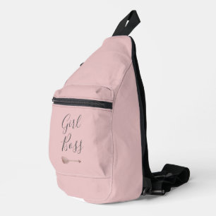 Rosa Elegante Script Girl Boss Crossbody Bag