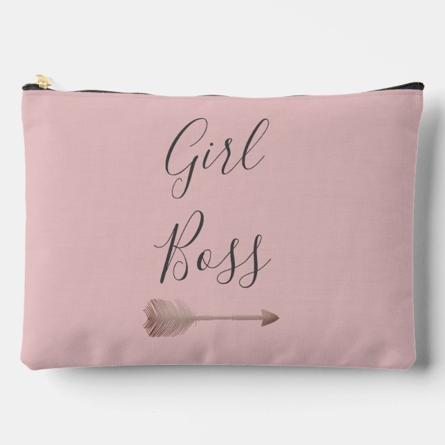 Rosa Elegante Script Girl Boss Zubehörtasche (Vorderseite)
