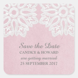 Rosa Elegante Spitzen Save the Date Aufkleber