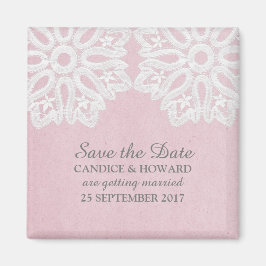 Rosa elegante Spitzen speichern das Datumsfenster Magnet