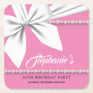 Rosa Elegante Tiffany Pearls Extravagantes Party G Rechteckiger Pappuntersetzer