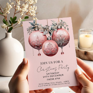 Rosa elegante Vintage-Glamour-Weihnachtsfeier  Einladung