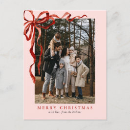 Rosa Elegante Wasserfarbe Roter Bug Weihnachtsfest Feiertagspostkarte