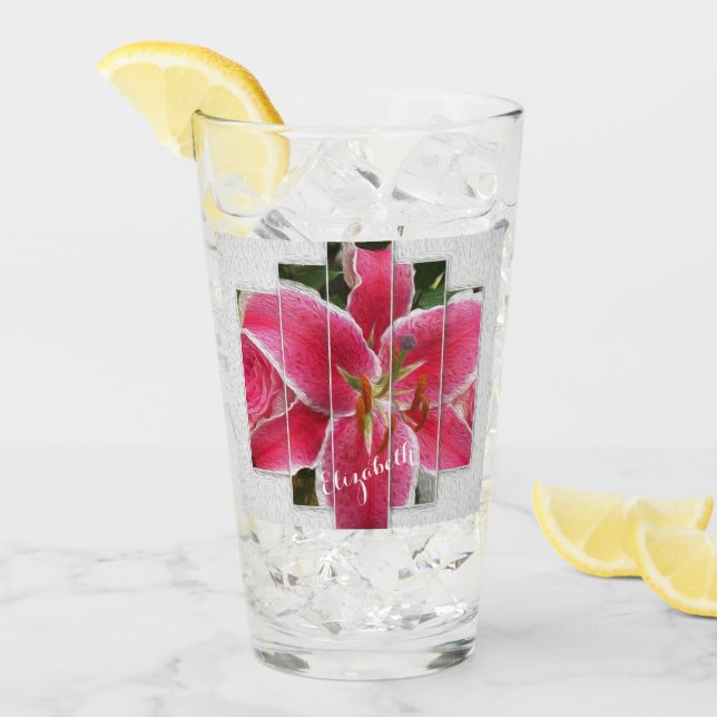 Rosa Elegante Wasserfarben Blume Glas (Vorderseite Ice)