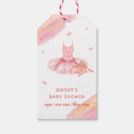 Rosa Elegante Watercolor Ballerina Girl Babydusche Geschenkanhänger