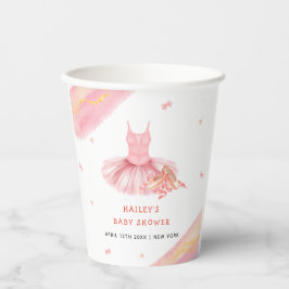 Rosa Elegante Watercolor Ballerina Girl Babydusche Pappbecher