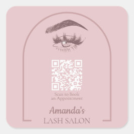 Rosa Eleganter Arc Beauty Salon QR Code Quadratischer Aufkleber
