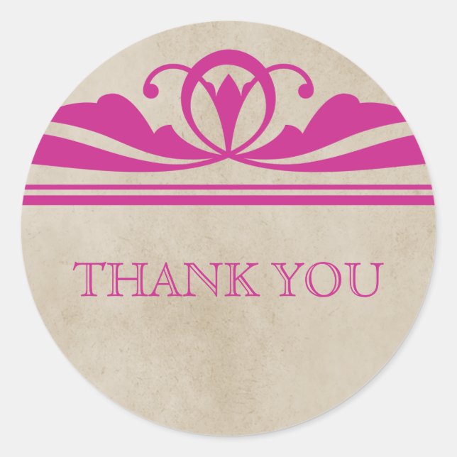 Rosa Eleganter Deko Danke Stickers (Vorderseite)