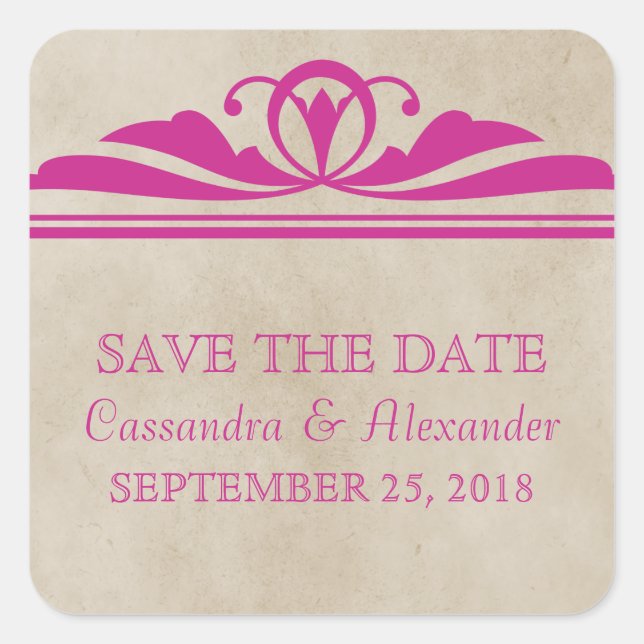 Rosa Eleganter Deko Save the Date Stickers (Vorderseite)