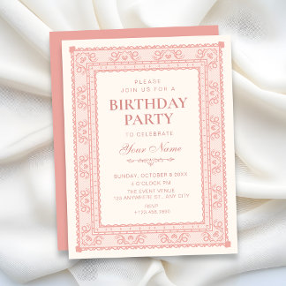 Rosa eleganter Geburtstag Einladung
