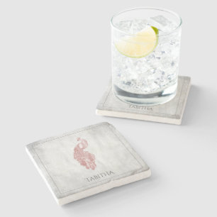 Rosa Eleganter Pfau Personalisiert Stone Untersetz Steinuntersetzer