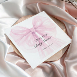 Rosa eleganter Schleifen-Baby-Shower Serviette