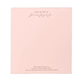 Rosa elegantes, handgeschriebenes Design vom Schre Notizblock