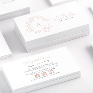 Rosa Elegantes Monogramm Blumenkohl Berufliches Wa Visitenkarte