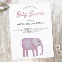 Rosa Elephant Baby Dusche Einladung