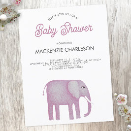 Rosa Elephant Baby Dusche Einladung Postkarte