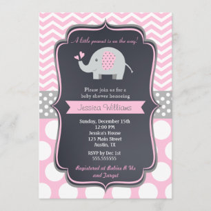 Rosa Elephant Baby Dusche Einladungen