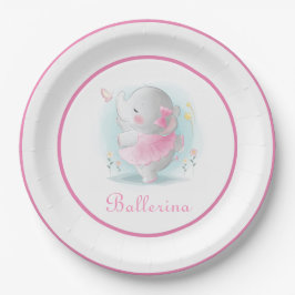 Rosa Elephant Ballerina in einem Tutu Tanzen Adora Pappteller