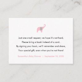 Rosa Elephant Buchanforderungskarte / Bücher für d Begleitkarte