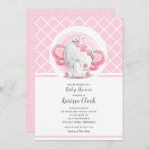 Rosa Elephant Girl Baby Shower Einladungen