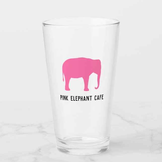 Rosa Elephant Silhouette Personalisiert Glas (Vorderseite)