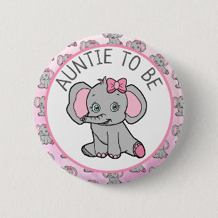 Rosa Elephant Themed Tante to Be Baby Shoouse Button