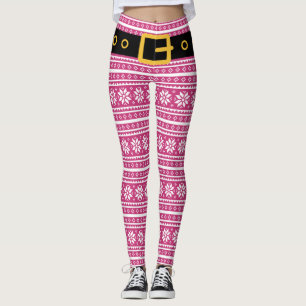 Rosa Elf-Leggings mit Gurt für WeihnachtsParty Leggings