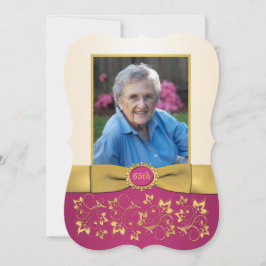 Rosa, Elfenbein, Gold 65. Foto Geburtstagsfeier Ei Einladung