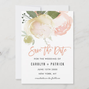 Rosa Elfenbein Pfingstrosen Hochzeit Termin merken Save The Date