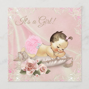 Rosa Elfenbeindusche Einladung