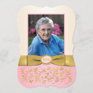 Rosa, Elfenbeinküste, Gold 65. Foto Geburtstagsein Einladung