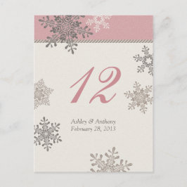 Rosa Elfenbeinschneeflocke Winterhochzeitkarte Postkarte