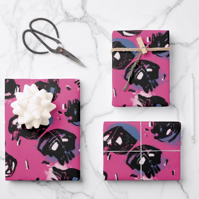 Rosa emo-Bildhauerei und Schulwerbung Geschenkpapier Set (Vorderseite)