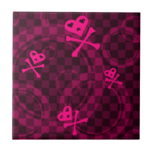 Rosa Emo Muster mit Kreisen Fliese