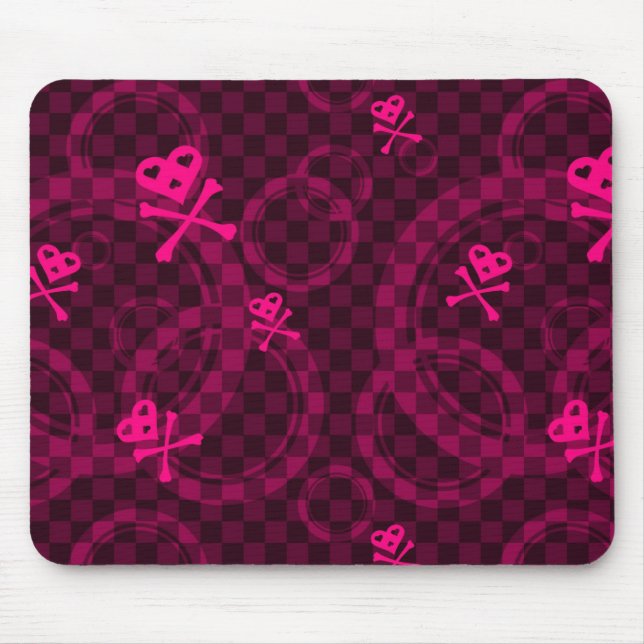 Rosa Emo Muster mit Kreisen Mousepad (Vorne)