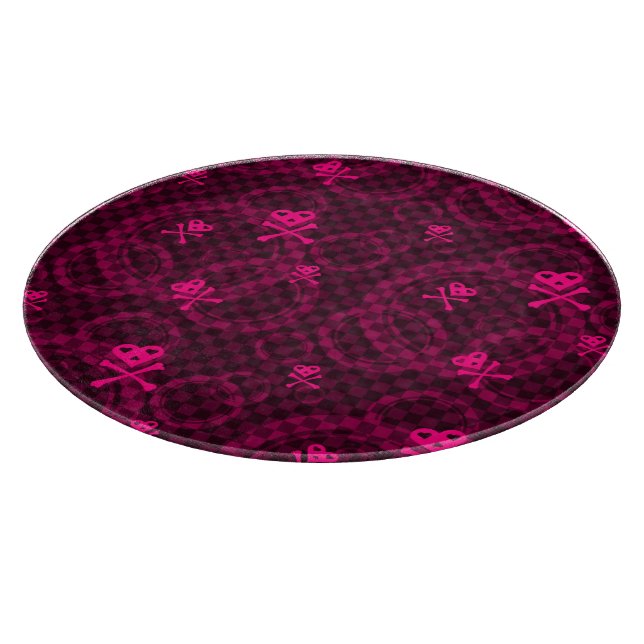 Rosa Emo Muster mit Kreisen Schneidebrett (Ecke)