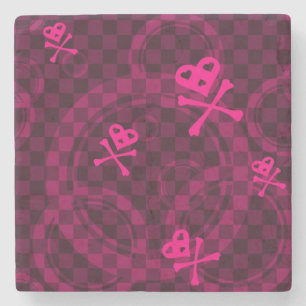 Rosa Emo Muster mit Kreisen Steinuntersetzer