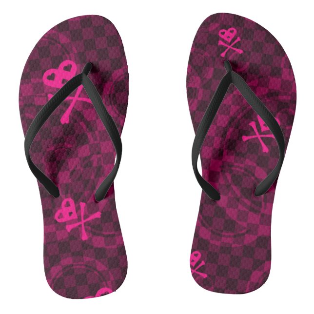 rosa Emo-Muster mit Schaltkreisen Flip Flops (Fußbett)