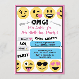 Rosa Emoji Einladung zum Geburtstag