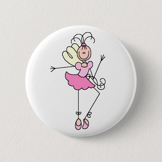 Rosa Engel Ballerina Mädchen Knopf Button (Vorderseite)