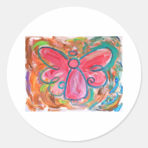 Rosa Engel für Herbstlaube Runder Aufkleber