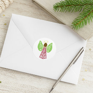 Rosa Engel Grün Swirbelwinge Spirituelle Dekorativ Runder Aufkleber