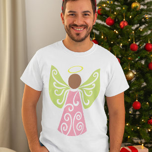 Rosa Engel Grün Swirbelwinge Spirituelle Dekorativ T-Shirt