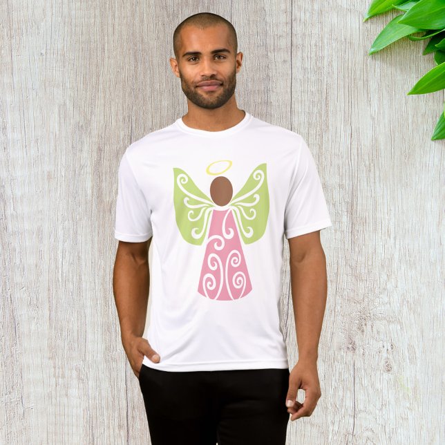 Rosa Engel Grün Swirbelwinge Spirituelle Dekorativ T-Shirt (Von Creator hochgeladen)