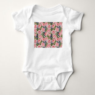 Rosa englische Rose: Dunkle Wasserfarbe Baby Strampler