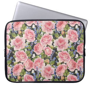 Rosa englische Rose: Dunkle Wasserfarbe Laptopschutzhülle