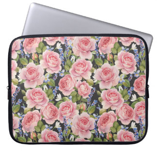 Rosa englische Rose: Dunkle Wasserfarbe Laptopschutzhülle