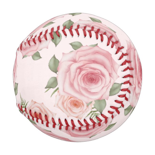 Rosa Englische Rose Hütte Blumenmuster Vintag Baseball (Vorne Rechts)