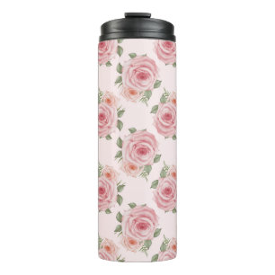 Rosa englisches Rosen-Landhaus-Blumen vintage Must Thermosbecher