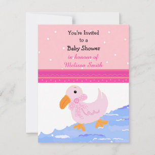 Rosa Enten-Einladung zur Babyparty Einladung
